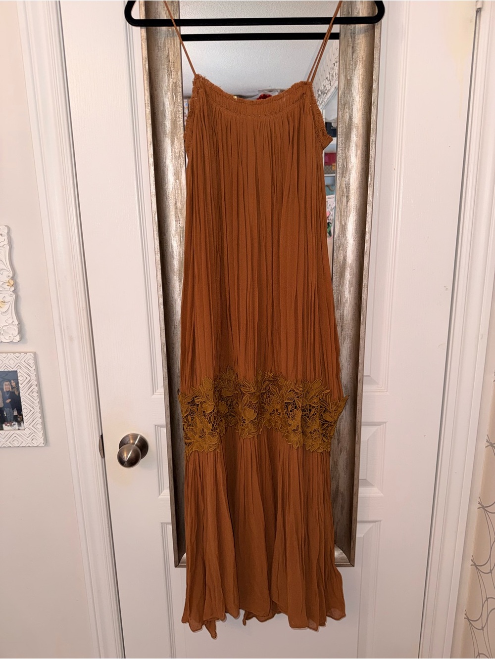 NWT Zara Brown Boho Maxi Dress with Lace Trim $129 - Picture 2 of 15